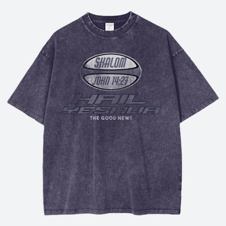 SHALOM ACID WASH OVERSIZED TEE [PURPLE HAZE] - Hail Yeshua